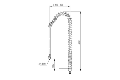 Hose Kit 15mm 1/2 BSP FI x M15 1000mm with Spring Suits Pre April 24