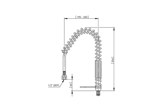 Hose Kit 15mm 1/2 BSP FI x M15 650mm with Spring Suits Pre April 24
