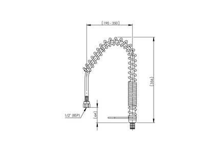 Hose Kit 15mm 1/2 BSP FI x M15 650mm with Spring Suits Pre April 24