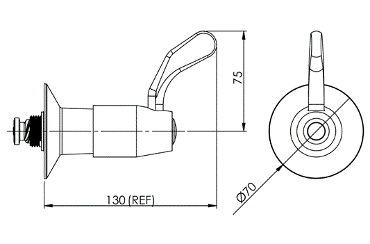 Food Service Lever Handle 80mm Recess Adaptor - Jumper Valve - 1/4 Turn Rising SBA RTC - Colour Indicators