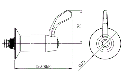 Food Service Lever Handle 80mm Recess Adaptor - Jumper Valve 1/4 Turn Rising SBA RTC with Colour Indicators