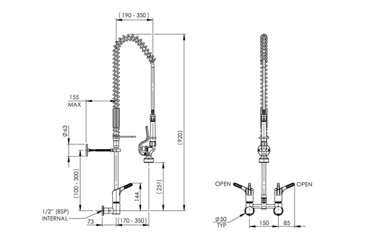 Food Service: Pre-Rinse Wall Exposed Mixer Assembly