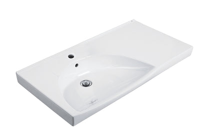 D Shape Basin 900 Left Hand Bowl with Integrated Shelf - 1 Tap Hole with Overflow