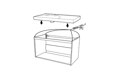 D Shape Basin 900 Left Hand Bowl with Integrated Shelf - 1 Tap Hole with Overflow
