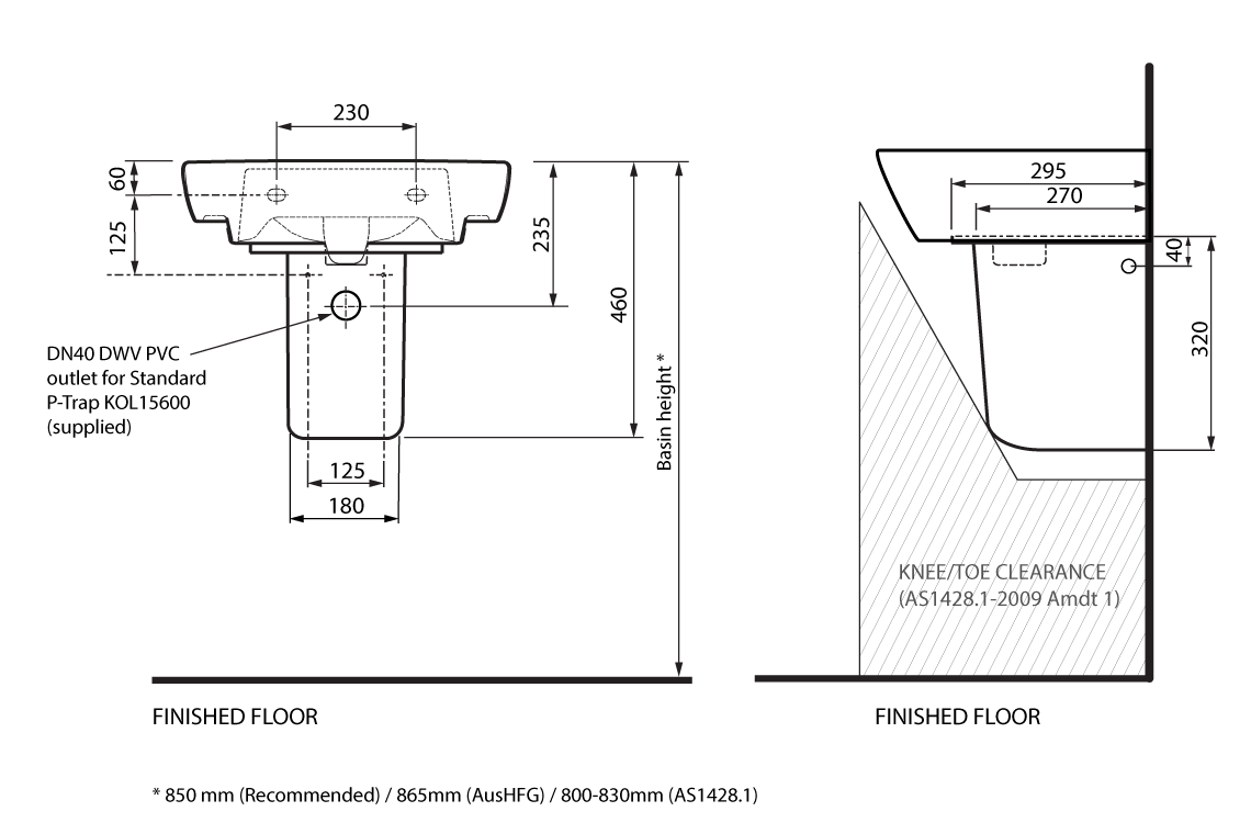 Mental Health Kit - 500mm Rectangular Basin, Shroud, Waste & P-Trap