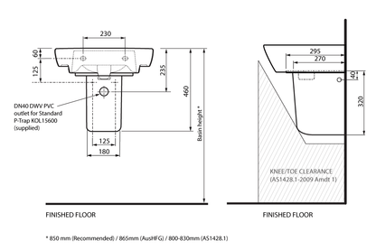Mental Health Kit - 500mm Rectangular Basin, Shroud, Waste & P-Trap