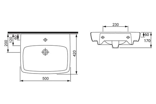 Rectangular Wash Basin 500mm