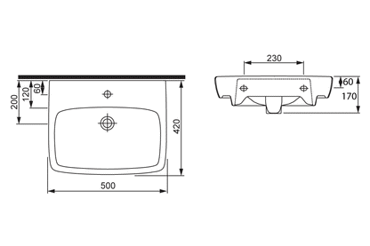Rectangular Wash Basin 500mm