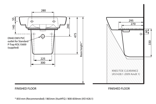 Mental Health Kit - 600mm Rectangular Basin, Shroud, Waste & P-Trap