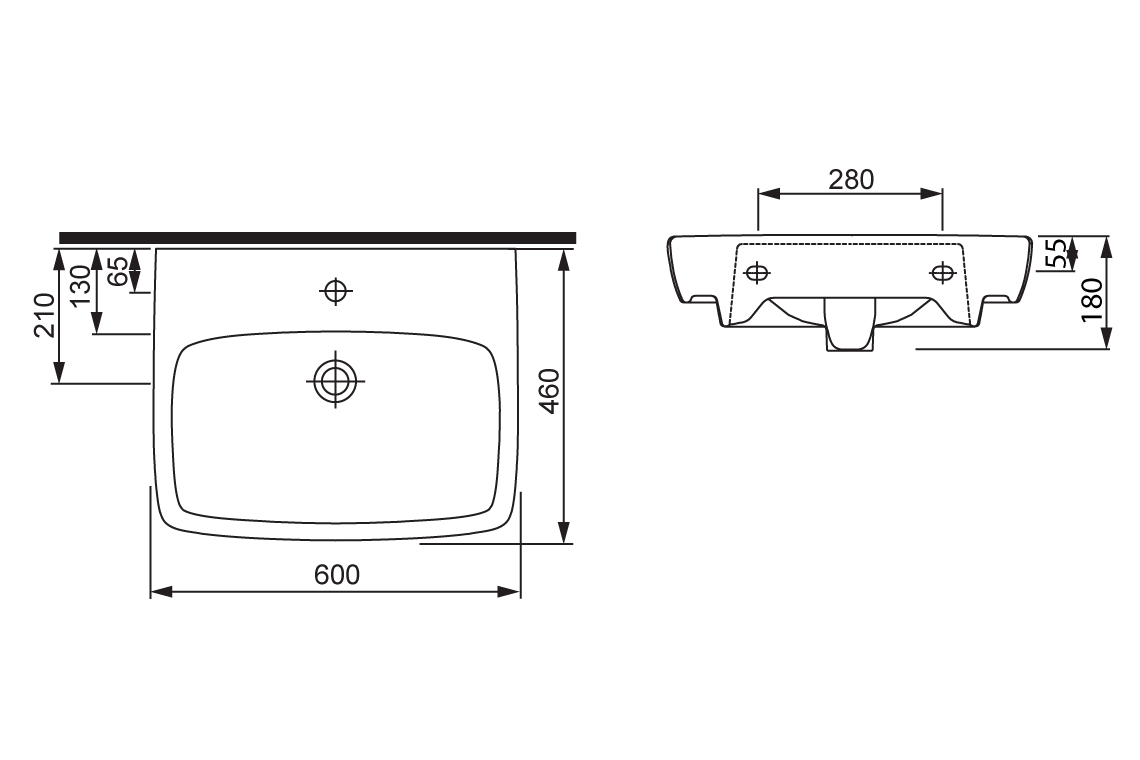 Rectangular Wash Basin 600mm