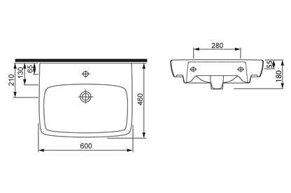 Rectangular Wash Basin 600mm