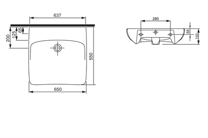 Rectangular HC Basin 650mm