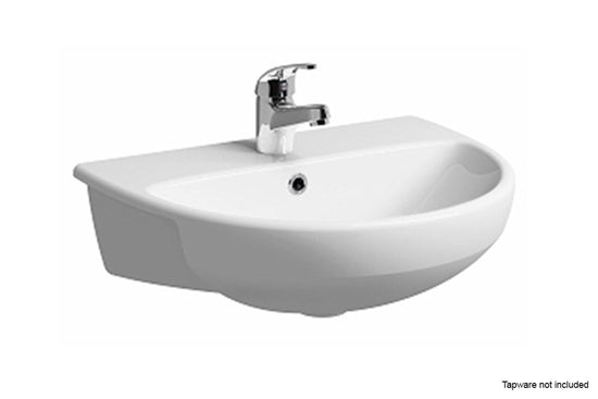 Enware Semi Recessed Round Basin 550mm - (No TH, No O/flow; 1 TP, 1 O ...