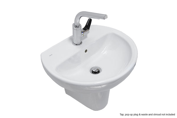 Enware D-Shape Basin 500mm (No TH, No O/F; 1 TH, 1 O/F; 1 TH , No O/F ...