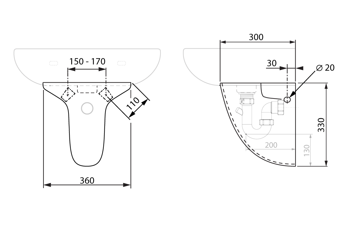 Shroud for Enware D-Shape Basin 600mm Mental Health Style