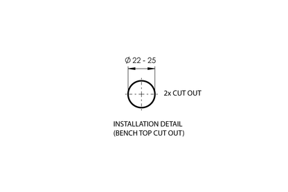 ComLab 3-Way Bench Mounted Laboratory Mixing Set with 2 Bib Outlets and 1 Swivel/Fixed Gooseneck Outlet - Ceramic Disc - Water
