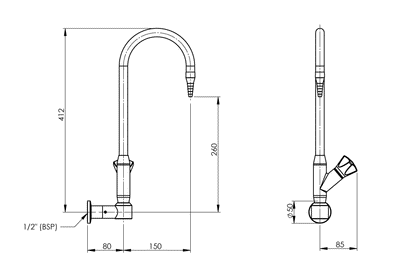 Slimline: Wall Mounted - Swivel Gooseneck Outlet