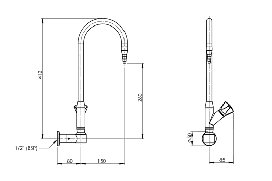 Slimline: Wall Mounted - Swivel Gooseneck Outlet