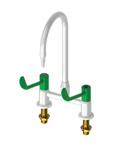 ComLab Bench Mounted Laboratory Mixing Set with Swivel/ Fixed Gooseneck Outlet and Lever Handles - Ceramic Disc - Water