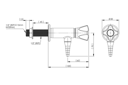 ComLab 90 Degree 1 Way Valve - Push Turn - Natural Gas/LPG
