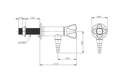 ComLab 90 Degree 1 Way Valve - Ceramic Disc - Water