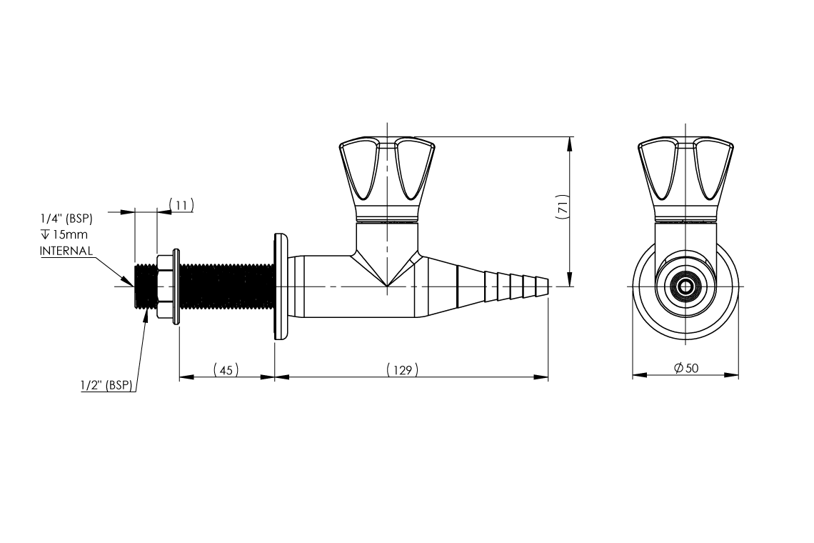 ComLab 1 Way Straight Needle Valve - Oxygen