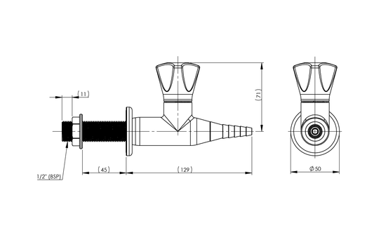 ComLab 1 Way Straight Valve - Ceramic Disc - Water