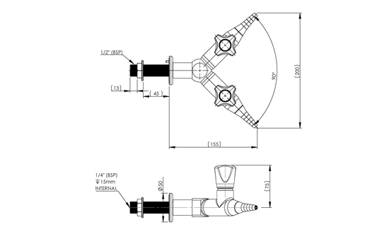 ComLab 2 Way Straight Valve - Push Turn - Natural Gas/LPG