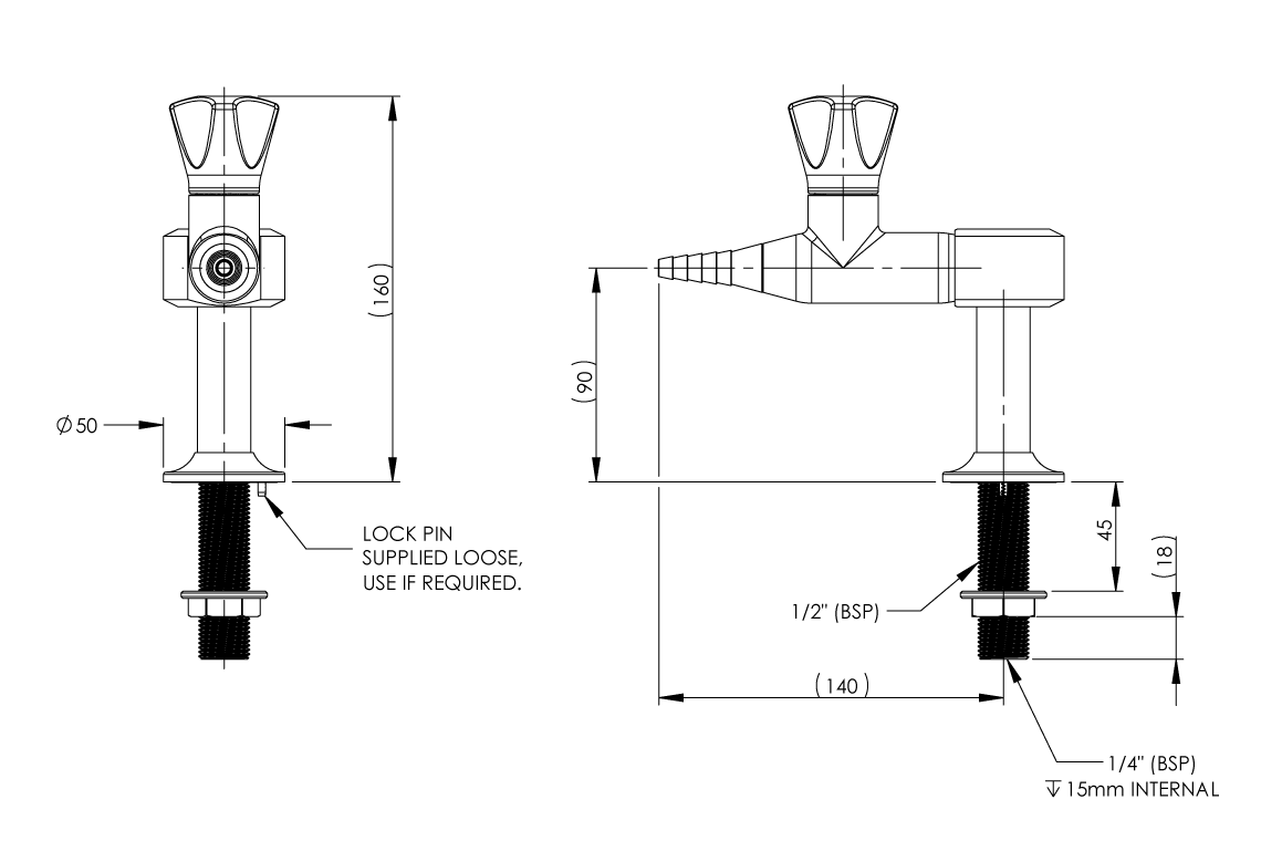 ComLab Bench Mounted 1 Way Straight Needle Valve - Dry Media- AIR/ CO2/ HE/ AR/ N2
