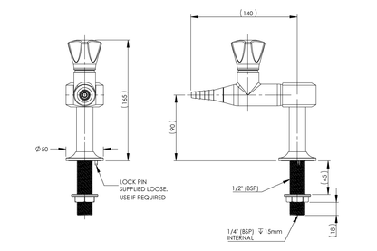 ComLab Bench Mounted 1 Way Straight Push Turn Gas Turret - Natural Gas/LPG