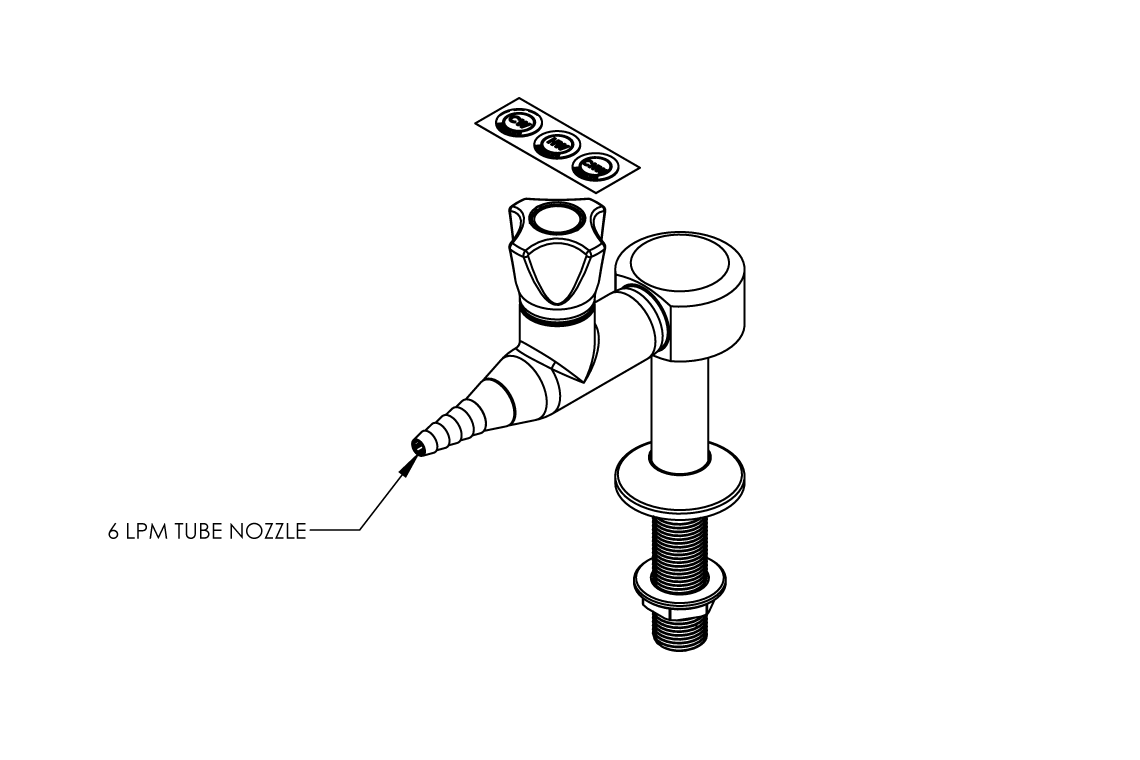 ComLab Bench Mounted 1 Way Straight Valve - Ceramic Disc - Water