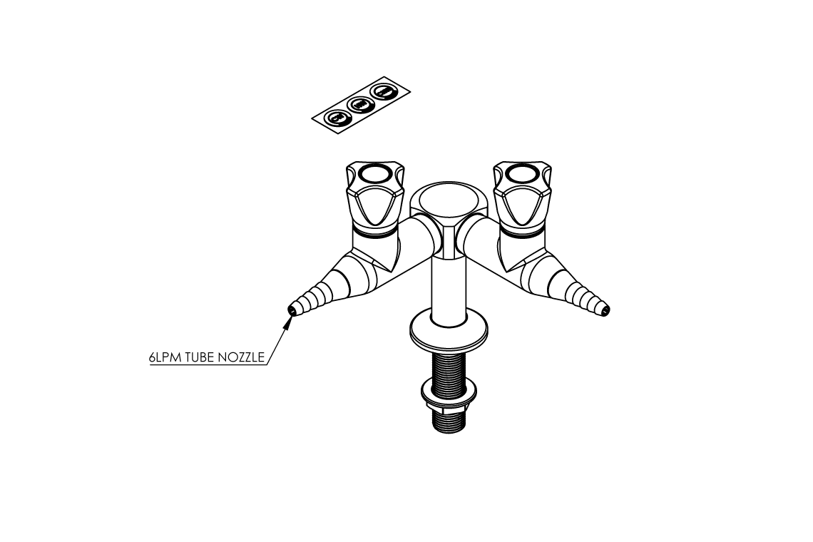 ComLab Bench Mounted 2 Way 90 Degree Valve - Ceramic Disc - Water