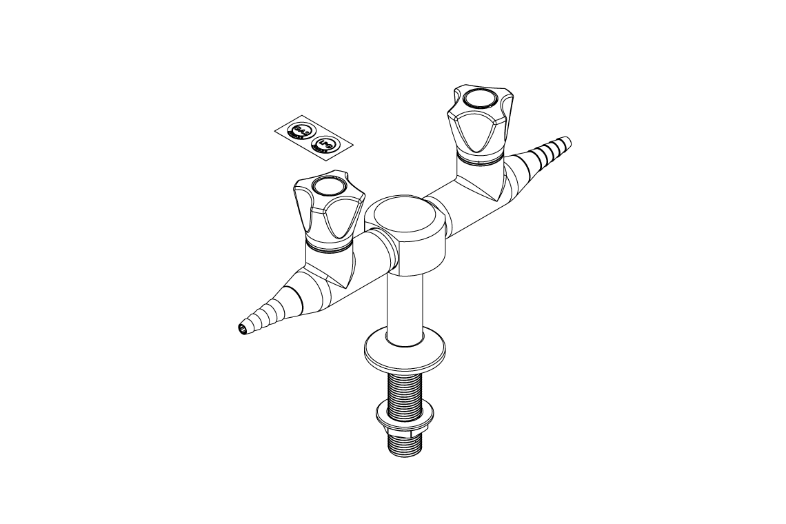 ComLab Bench Mounted 2 Way 180 Degree Needle Valve - Natural Gas/LPG