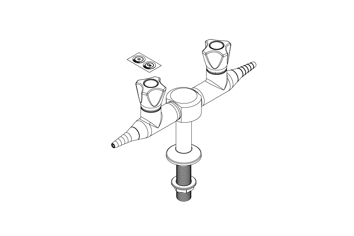 ComLab Bench Mounted 2 Way 180 Degree Needle Valve - Oxygen