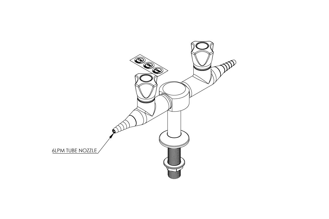 ComLab Bench Mounted 2 Way 180 Degree Valve - Ceramic Disc - Water