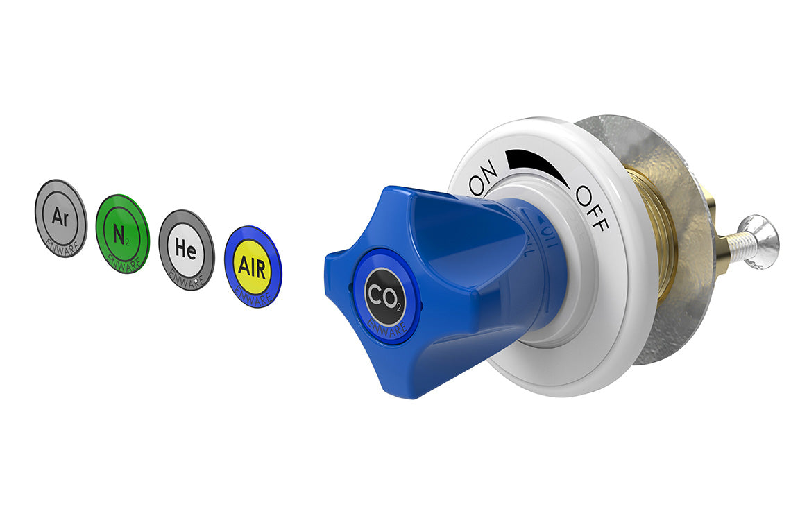ComLab Front Panel Valve 1/8" Inlet/Outlet for Quick Connect Fittings - Dry Media- AIR/ CO2/ HE/ AR/ N2