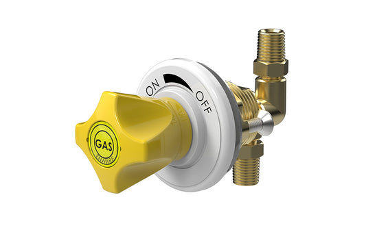 ComLab Front Panel Valve - 90 Degree 1/4" BSPT Inlet/Outlet for Hose Connection - Needle Valve - Natural Gas/LPG