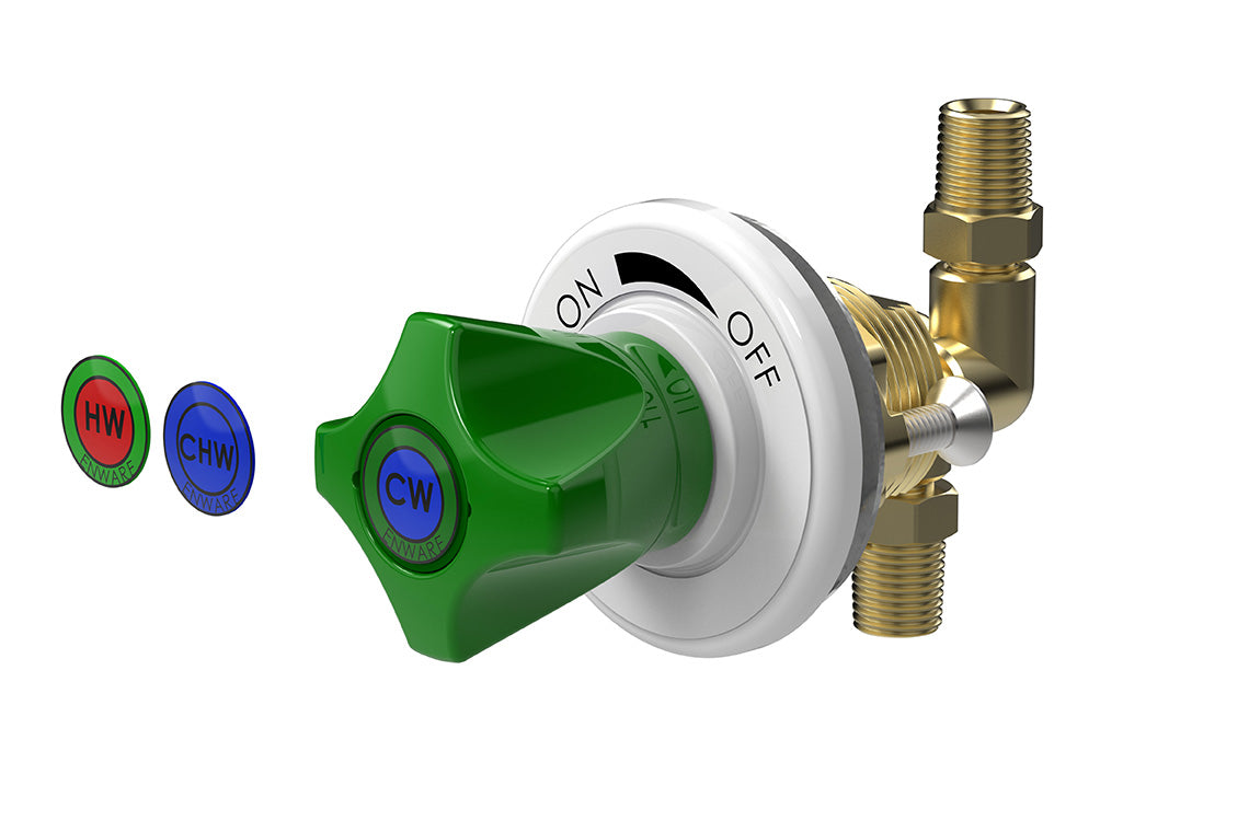 ComLab Front Panel Valve 90 Degree 1/4" BSPT Inlet/Outlet for Hose Connection - Ceramic Disc - Water