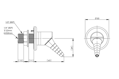 ComLab 45 Degree Fume Cupboard Outlet - AIR/ CO2/ HE/ AR/ N2