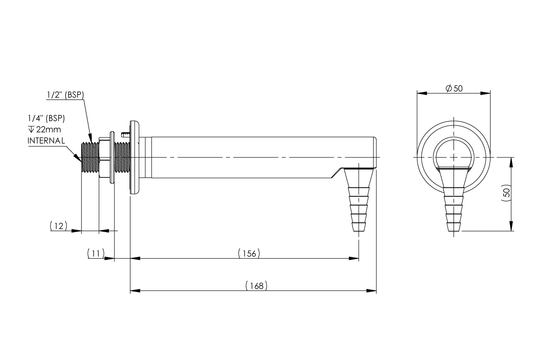 ComLab 150mm 90 Degree Fume Cupboard Outlet - Vacuum