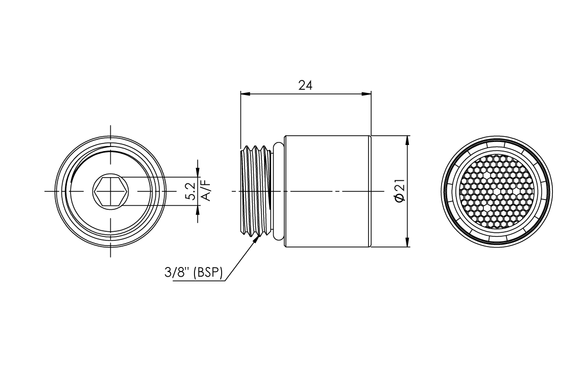 Aerator and Adaptor - 5.7 L/min Laminar Flow TJ - LCN