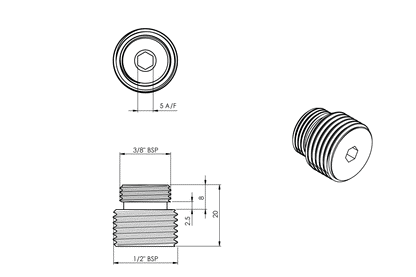 3/8" x 1/2" BSP MI Adaptor to suit Laboratory LCN Outlet