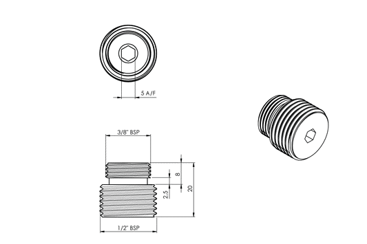 Laboratory - LCN Adaptor - 1/2" BSP M Outlet