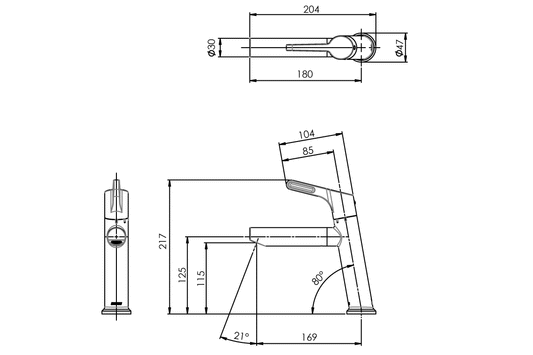 Leva Sequential Basin Mixer - 80mm Lever