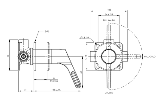 Leva: Sequential In-Wall Shower Mixer- 80mm