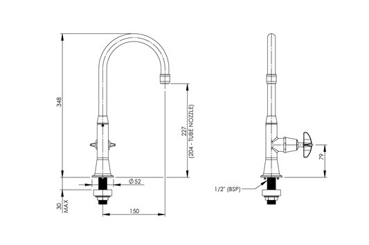 Type 16A Laboratory Stop Tap Swivel and Fixed Outlet Aerated/Tube Nozzle - School Pattern Handle Jumper Valve