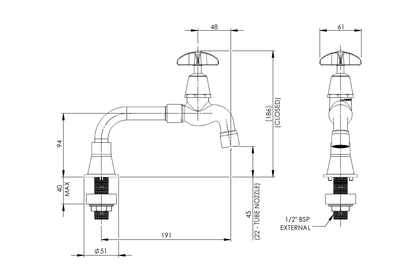 Type 26 Bench Mounted Laboratory Bib Tap - Jumper Valve (School Specification)