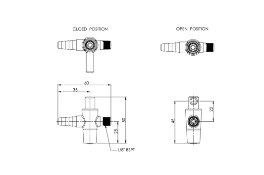 Gas Plug Tap - 1/8" BSP MI 7kPa
