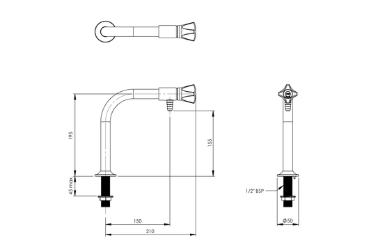 Type 17 Bench Mounted - Reverse Osmosis Tap - Stainless Steel