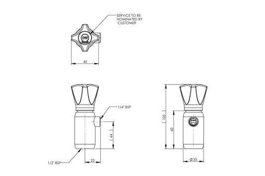 Type 17 Stainless Steel Reverse Osmosis Laboratory Tap - Wall Mounted